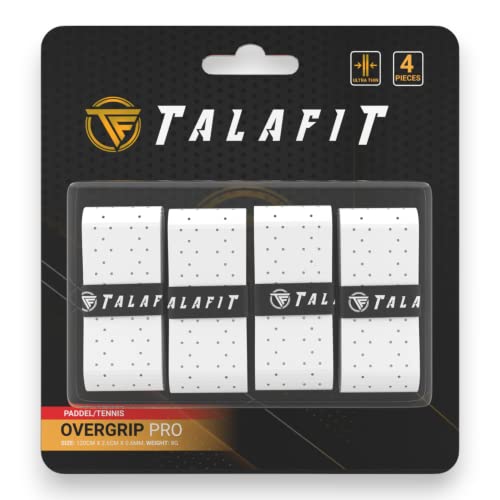 TALAFIT Pack 4 Overgrip Padel - Grip Padel - Padel Griffband Padel - Bohrungen - Overgrip Tennis - Grip Tennis (Weiss) von TF TALAFIT