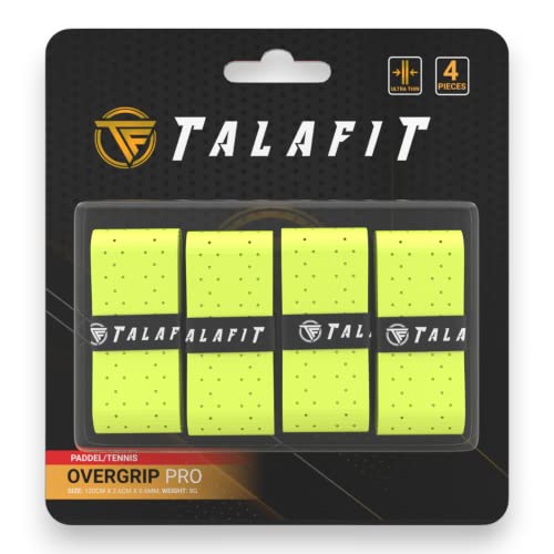 TALAFIT Pack 4 Overgrip Padel - Grip Padel - Padel Griffband Padel - Bohrungen - Overgrip Tennis - Grip Tennis (Gelb) von TF TALAFIT