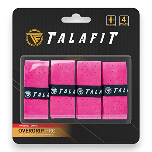 TALAFIT Pack 4 Overgrip Padel - Grip Padel - Padel Griffband Padel - Bohrungen - Overgrip Tennis - Grip Tennis (Rosa) von TF TALAFIT