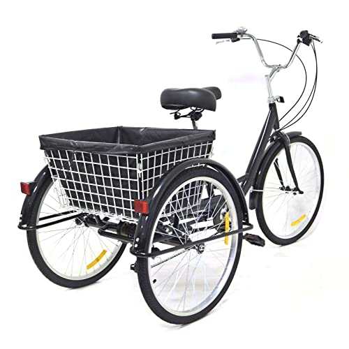 3 Rad Fahrrad Dreirad mit Einkaufskorb,Trike Bike Radfahren ür Erwachsene und Senioren(8 Geschwindigkeit,24Zoll) von TFCFL