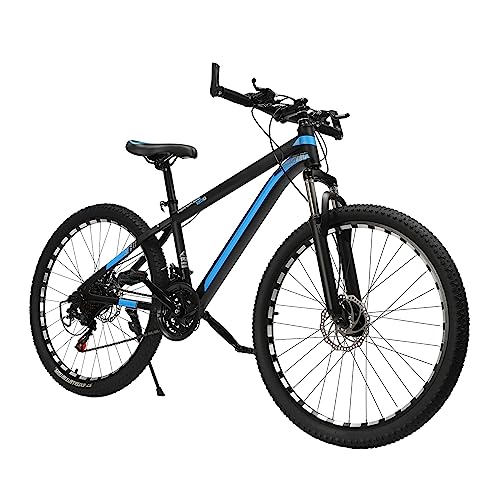 TFIANYNI Fahrrad Mountainbike 26 Zoll 21-Gang, Trekkingrad 26 Zoll City Bike Für Mädchen, Jungen, Herren Und Damen, Verdickter Rahmen, Scheibenbremsen, Geschenk (Schwarz+Blau) von TFIANYNI