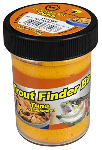 TFT FTM Trout Finder Bait Tuna Glitter Paste 50g Orange Schwimmend 7323045 Thunfisch Forellenteig Forellenpaste Teig Paste Forellenangeln von TFT