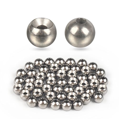 TG-DZURI Wolfram-Perlen zum Fliegenbinden, 50 Stück, natürliche Farbe, 2,8 mm Größen, Fliegenbindungsmaterialien, Hakengröße 12#-14# von TG-DZURI