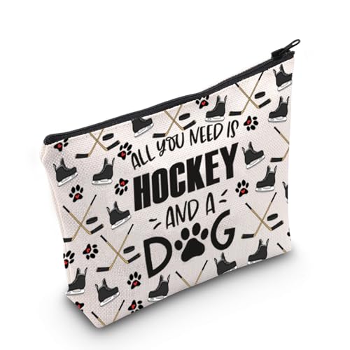 TGBJE Kosmetiktasche für Hockeyspieler, Geschenk für Hundebesitzer, mit Reißverschluss, Aufschrift "All You Need Is Hockey And A Dog", Geschenk für Hundeliebhaber, Hockey-Hundetasche, Alle von TGBJE
