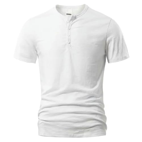 TGGOHIGH Herren T-Shirt Männer Lässig T-Shirt Sommer Kurzarm Fashion Basic T-Shirt-Weiß- L (70-80 Kg) von TGGOHIGH