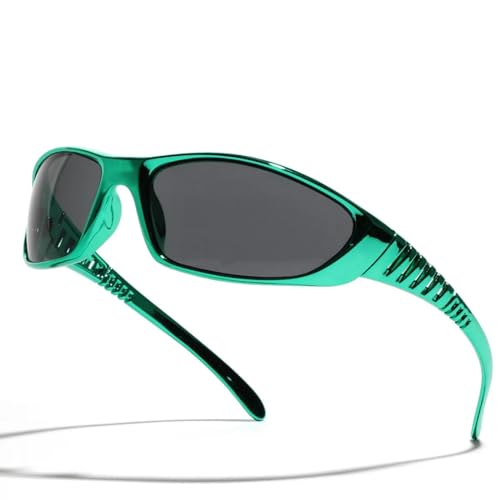 TGGOHIGH Sonnenbrille Silber Sonnenbrillen Zukunftssinn Für Technologie Sonnenbrillen Frauen Sonnenbrillen Trendy-grün von TGGOHIGH