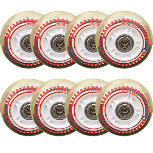 TGHY 8er-Pack Inline-Skate-Räder mit ABEC-7 Lager Inline Skates Rollen Wheel Inline Skate RäDer Inliner Rollen Ersatz Rollen Räder LED-Räder 80A 70mm/76mm/80mm,Weiß,76mm von TGHY