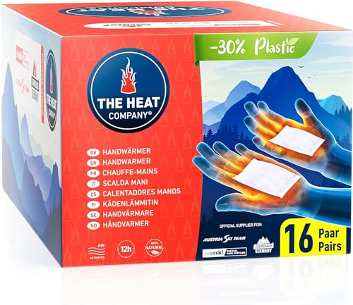 THE HEAT COMPANY Handwärmer - Neu: 30% weniger Plastik - EXTRA WARM: 12 Std. Wärme für die Hände - 16 Paar - luftaktivierte Wärmepads - Taschenheizung gegen kalte Hände von THE HEAT COMPANY