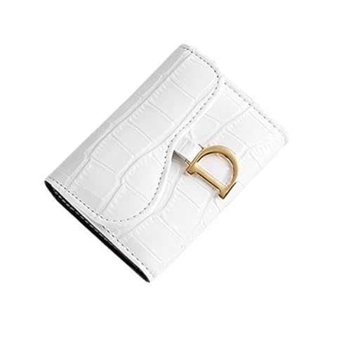 Frauen Kurze Brieftasche Kleine Leder Geldbörse Damen Karte Tasche for Frauen Kupplung Weibliche Geldbörse Geld-Clip Brieftasche(Color:White) von THEPOS