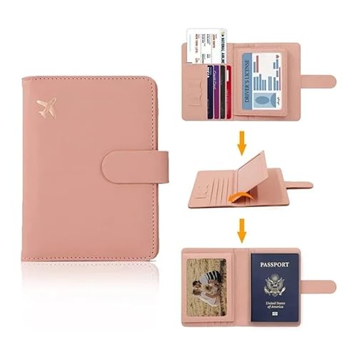 THEPOS Reisepasshülle aus PU-Leder for Herren und Damen, Reisepasshülle mit Kreditkartenhalter, Brieftaschen-Schutzhülle(Color:Brown) von THEPOS