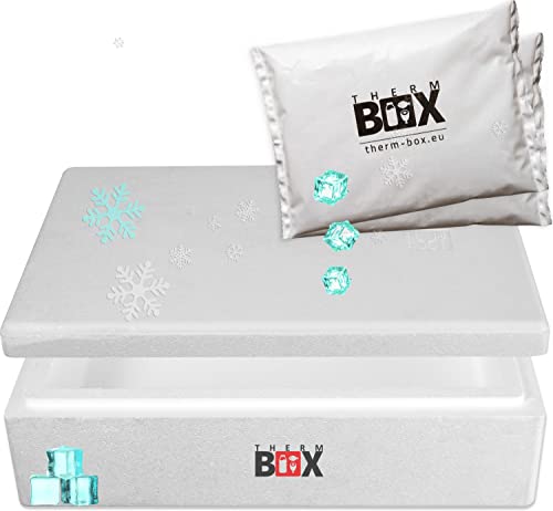 THERM BOX Modularbox 14M mit 2X Kühlakku für Kühlbox 14L Innen: 50x30x9cm Transportbox Thermobehälter Wiederverwendbar von THERM BOX