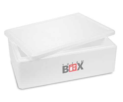 THERM BOX Styroporbox 29W 59x39x23cm Wand 3cm Volumen 29,1L Isolierbox Thermobox Kühlbox Warmhaltebox Wiederverwendbar von THERM BOX