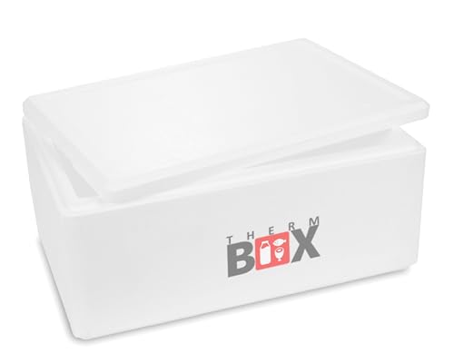 THERM BOX Styroporbox 36W 59x39x27cm Wand 3cm Volumen 36,2L Isolierbox Thermobox Kühlbox Warmhaltebox Wiederverwendbar von THERM BOX