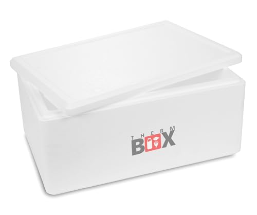 THERM BOX Styroporbox 38W 59x39x28cm Wand 3cm Volumen 38L Isolierbox Thermobox Kühlbox Warmhaltebox Wiederverwendbar von THERM BOX