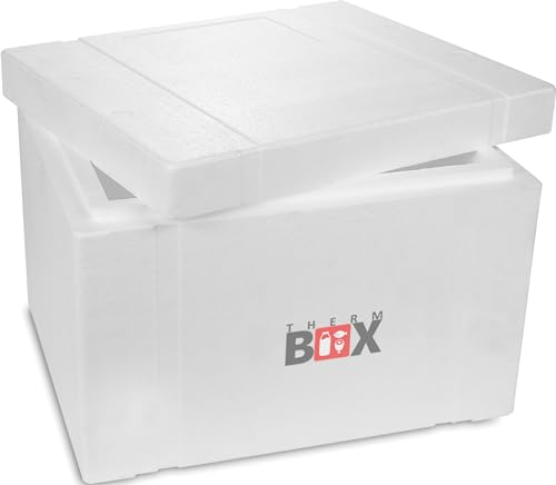 THERM BOX Styroporbox 53W 57x48x40cm Wand 5cm Volumen 53,24L Isolierbox Thermobox Kühlbox Warmhaltebox Wiederverwendbar von THERM BOX