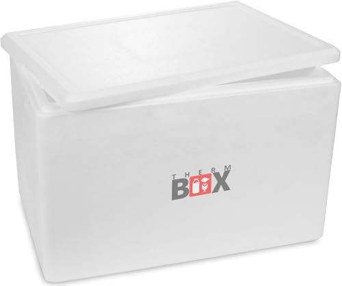 THERM BOX Styroporbox 61W 53x33x34cm Wand 3cm Volumen 61,5L Isolierbox Thermobox Kühlbox Warmhaltebox Wiederverwendbar von THERM BOX