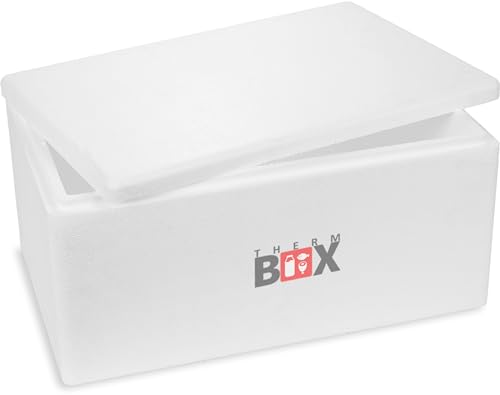THERM BOX Styroporbox 28W 54x35x25cm Wand 2,5cm Volumen 28,9L Isolierbox Thermobox Kühlbox Warmhaltebox Wiederverwendbar von THERM BOX