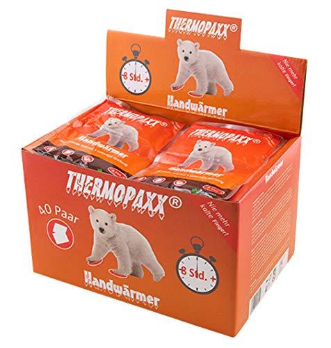 THERMOPAXX-Handwärmer, Vorteilsbox mit 40 Paar, Taschenwärmer für 8h warme Hände, 100% natürliche Wärme, sofort einsatzbereit und handlich für unterwegs von THERMOPAXX