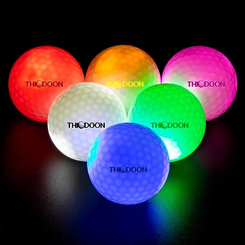 THIODOON Leuchtende Golfbälle, zurücksetzbar, LED-Golfball, leuchtende Golfbälle, 6 Farben zur Auswahl von THIODOON