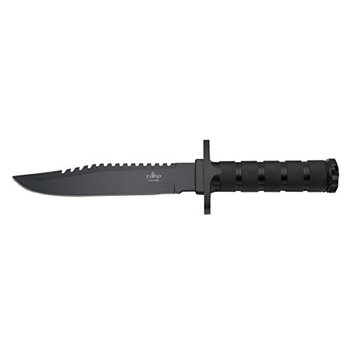 THIRD Survival Messer 086N mit 17 cm Stahlklinge, schwarzem Aluminiumgriff, Survival Kit und Nylonhülle. von THIRD