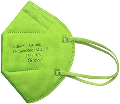 THK FFP2 Gesichtsmaske Mundschutz, 30 Styles, CE 0598, Norm EN149, fünflagiger, SS-Vliesstoff, Satz von 10 Stück, einzeln verpackt (Light green) von THK