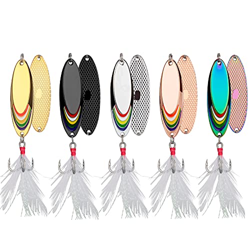 THKFISH Angelköder Blinker Forellenköder Set Forellen Blinker Angeln Spoon Set Forellenblinker Angeln Spoon Köder forellenspoons 15g 5 Stück von THKFISH