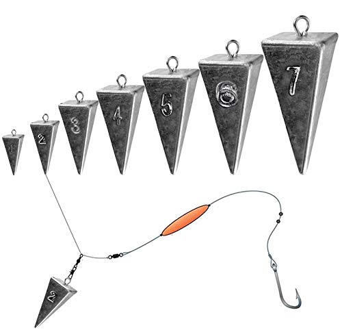 THKFISH Angelgewicht, Angelbleche, Pyramidenförmige Sinker, Angelgewicht, Sinker, 200 g, 5 Stück von THKFISH