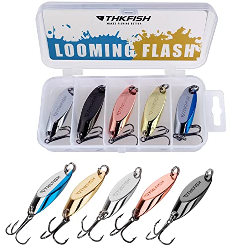 THKFISH Angeln Spoon Kunstköder Angelköder Forellenköder Spoons für Trout Pike Bass Crappie Walleye Farbe C 14,5g(1/2oz) 5Stück von THKFISH