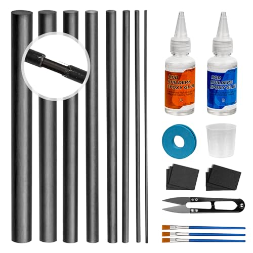 THKFISH Angelrute Reparatur Kit mit Kohlefaser Sticks Rod Tips Reparatur Kit Rod Eyelet Ersatz Kit Rutenring Rod Tips von THKFISH