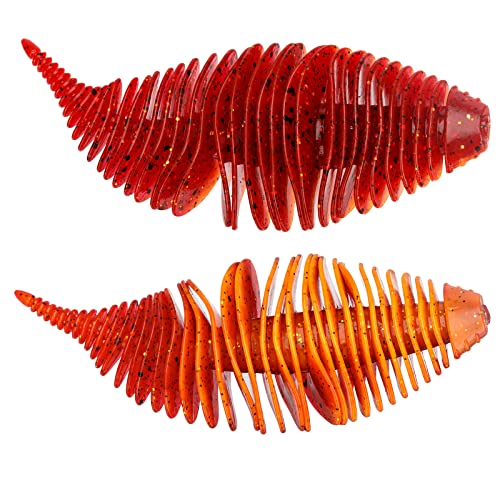 THKFISH Gummifische 8cm-10cm Gummifische für Forelle,Barsch,Zander Köder Fishing Worms Bellows Angelköder Farbe5# 10cm von THKFISH