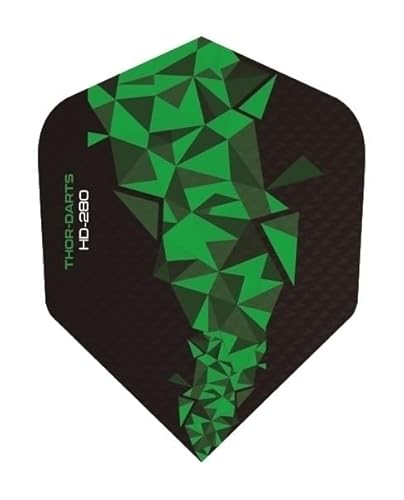 THOR-DARTS®™ Exclusiv-Line: 150 Micron F2 Darts Flights HD-280 schwarz Dart Flys extra Lange haltbar Thickness 150 mic Ultra Strong (12 Stück (4 Set), grün/Green) von THOR-DARTS