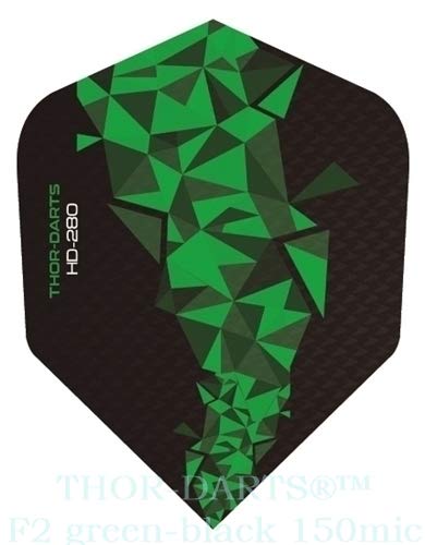 THOR-DARTS®™ Exclusiv-Line: 150 Micron F2 Darts Flights HD-280 schwarz Dart Flys extra Lange haltbar Thickness 150 mic Ultra Strong (6 Stück (2 Set), grün/Green) von THOR-DARTS