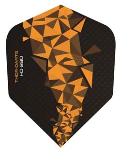 THOR-DARTS®™ Exclusiv-Line: 150 Micron F2 Darts Flights HD-280 schwarz Dart Flys extra Lange haltbar Thickness 150 mic Ultra Strong (6 Stück (2 Set), orange) von THOR-DARTS