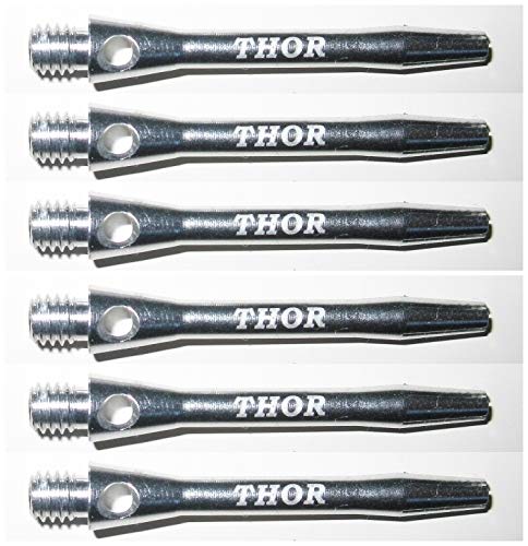 THOR-DARTS ®™ Aluminiumschäfte 47mm medium Dart Alu Shafts 2 Set = 6 Stück silber von THOR-DARTS