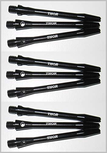 THOR-DARTS ®™ Aluminiumschäfte 47mm medium Dart Alu Shafts 3 Set = 9 Stück schwarz von THOR-DARTS
