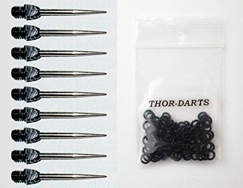 THOR-DARTS ®™ Stahlspitzen Wechselspitzen Converter (schwarz-Silber, 9 Stück / 3 Set) von THOR-DARTS