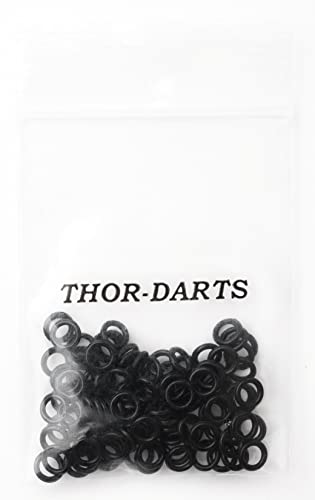 THOR-DARTS 100 Gummiringe schwarz, Rubber-O-Rings Black, passend für alle 2BA-Gewinde (100 Stück Dartringe) von THOR-DARTS