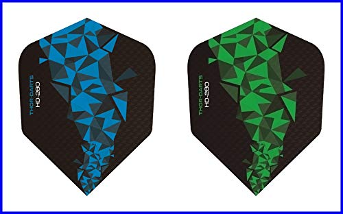 THOR-DARTS 30 Stück (10 Set) extra Strong Darts Flights HD-280 Green Blue Standardform Ultra Strong grün-schwarz blau-schwarz HD150 Plus (F2 Mix grün-schwarz & blau-schwarz) von THOR-DARTS