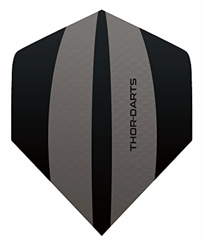 THOR-DARTS Exclusiv-Line: 9 Schwarze F3 Darts Flights HD-240 F3 schwarz/grau Dart Flys extra lange haltbar Thickness > 100 mic (9 Stück (3 Set), schwarz) von THOR-DARTS