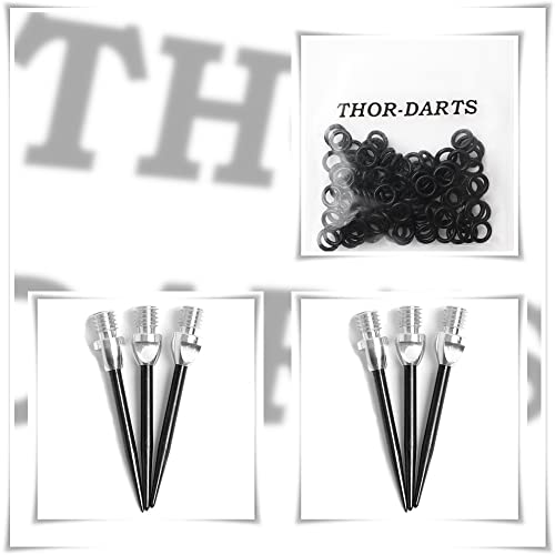 THOR-DARTS Unisex – Erwachsene TD_MS2_sibl Converter, Silber-schwarz, 2 Set (6 Stück) von THOR-DARTS
