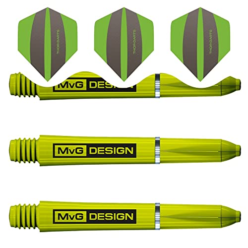 THOR-DARTS Unisex – Erwachsene Wi_SigMvG_35+F3_Green Dart shafts, grün, 1 Set Short (3 Stück 35mm) von THOR-DARTS