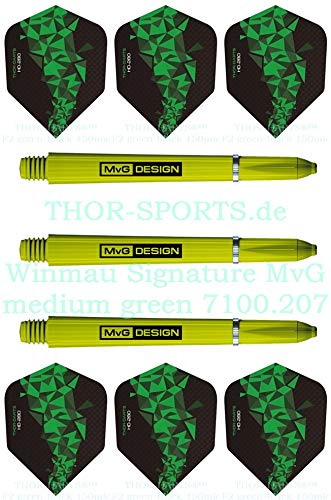 THOR-DARTS Unisex – Erwachsene Wi_SigMvG_48+F2_Green Dartflights, grün, 1 Set medium (3 Stück 48mm) von THOR-DARTS