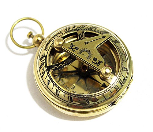 Messing-Druckknopf, Richtungs-Sonnenuhr-Kompass – Taschen-Sonnenuhr-Kompass, rustikale Vintage-Heimdekoration, Geschenke von THOR INSTRUMENTS