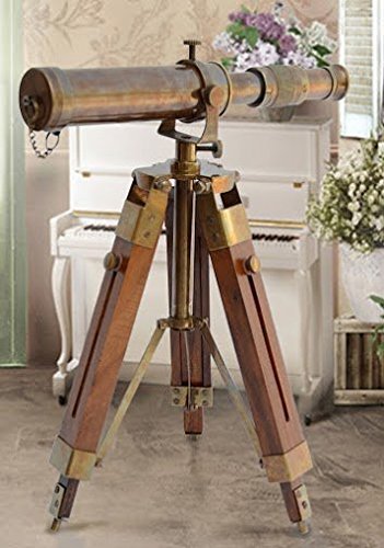 Nautisches Messing-Teleskop mit Holzständer, Heimdekoration, Geschenk von THORINSTRUMENTS