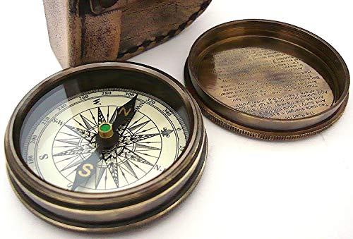 Robert Frost Kompass mit Lederetui von THOR INSTRUMENTS