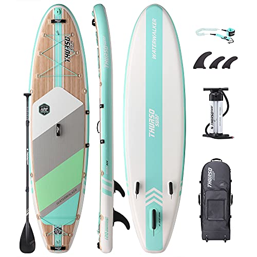 THURSO SURF Aufblasbares Stand Up Paddle Board All-Around SUP Waterwalker 120 10'×30''×6'' Deluxe Paket | Carbon Shaft Paddle | Roller Rucksack | Dual Chamber Pump | Coiled Leash von THURSO SURF