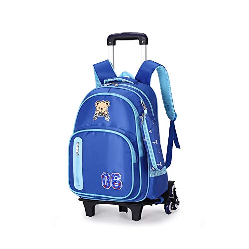 TIANHEY Robuste Reisetasche mit Universal-Trolley und 6 Rädern, Sicherheits-Rucksack mit reflektierendem Effekt, tragbarer, Abnehmbarer Trolley, Schultasche für Grundschüler von TIANHEY