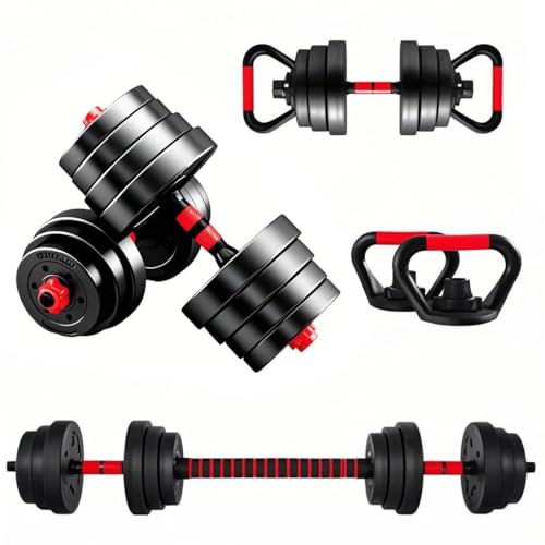 Verstellbare Hanteln, Freigewichtsset mit Verbindungsstück, 4-in-1-Hantel-Set verwendet als Langhantel, Kugelhanteln, Liegestütz-Ständer, Fitnessübungen für Zuhause, Fitnessstudio, geeignet für von TIANJZSUN