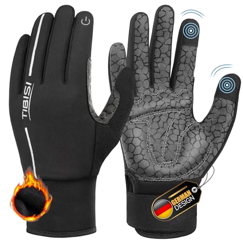 TIBISI Gloves for Men Women Winter Thermal Cycling Gloves Windproof Touchscreen Anti-Slip Shock-Absorbing Pad Outdoor Bicycle Biking Running Gloves von TIBISI