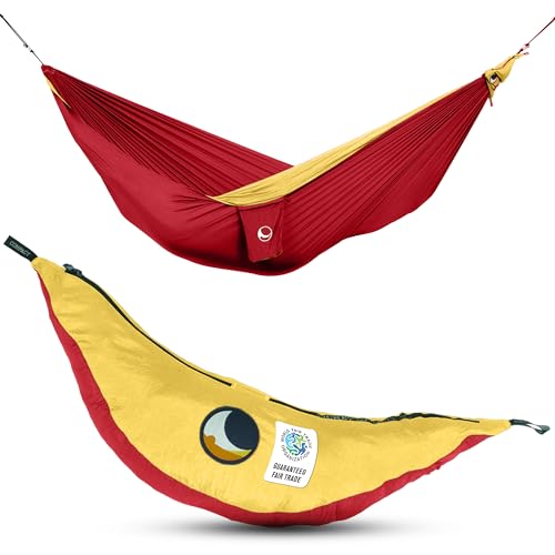 Fair Trade & handgemachte Original-1-2-Personen-Leicht-Hängematte Burgund/DUNKELGELB für Reisen, Camping und Alltag, XL 3,2*2m, nur 600g, aus Fallschirmseide, Set-Up < 1 min. Fair Trade & handgemachte Original-1-2-Personen-Leicht-Hängematte Burgund/DUNKELGELB für Reisen, Camping und Alltag, XL 3,2*2m, nur 600g, aus Fallschirmseide, Set-Up < 1 min. von Ticket to the Moon
